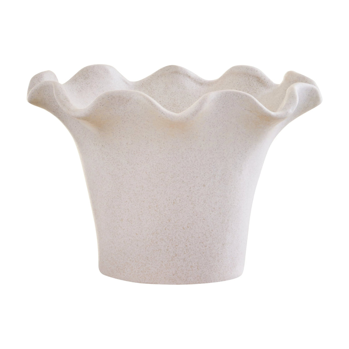 Petal Small Cream Scalloped Edge Stoneware Vase