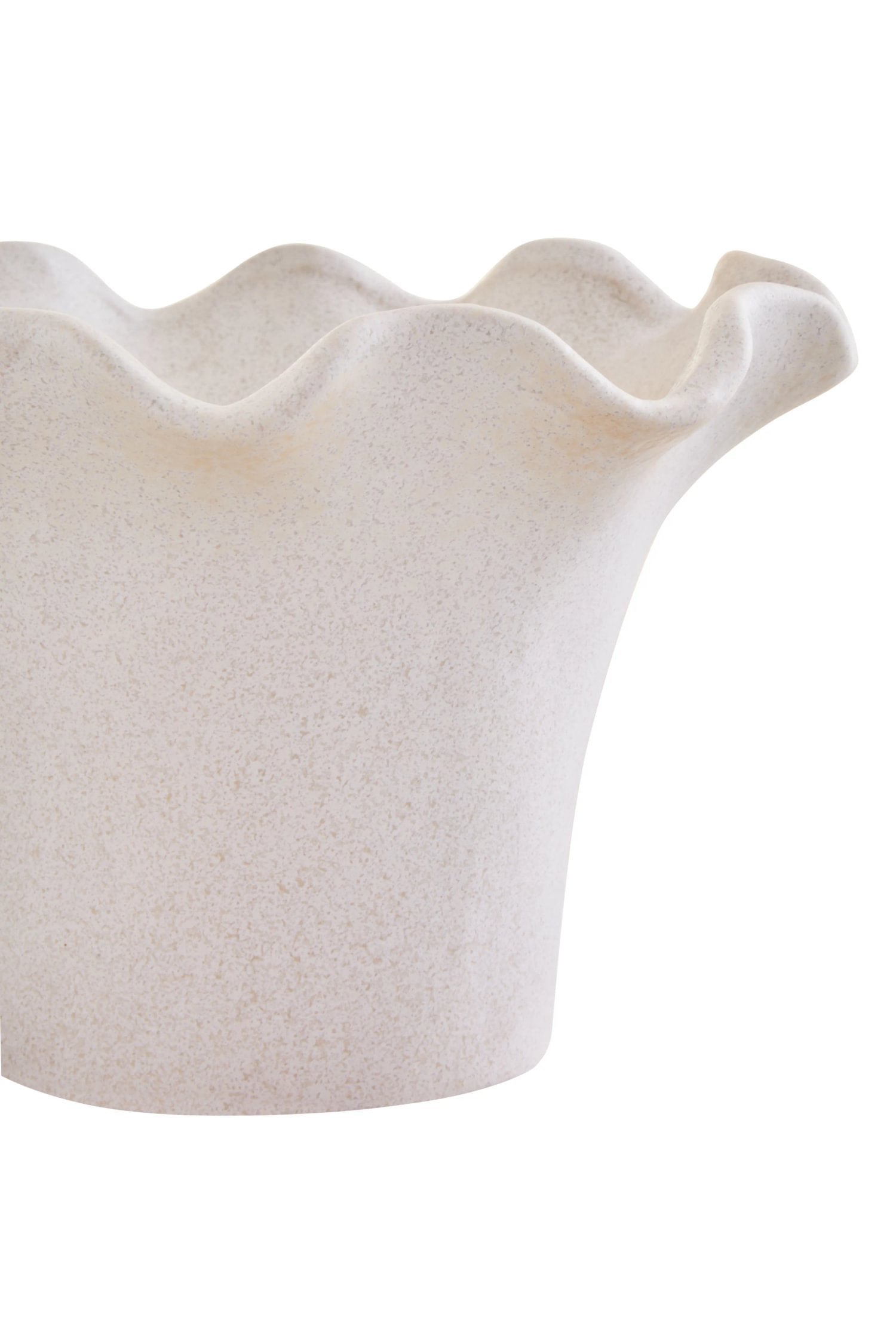 Petal Small Cream Scalloped Edge Stoneware Vase