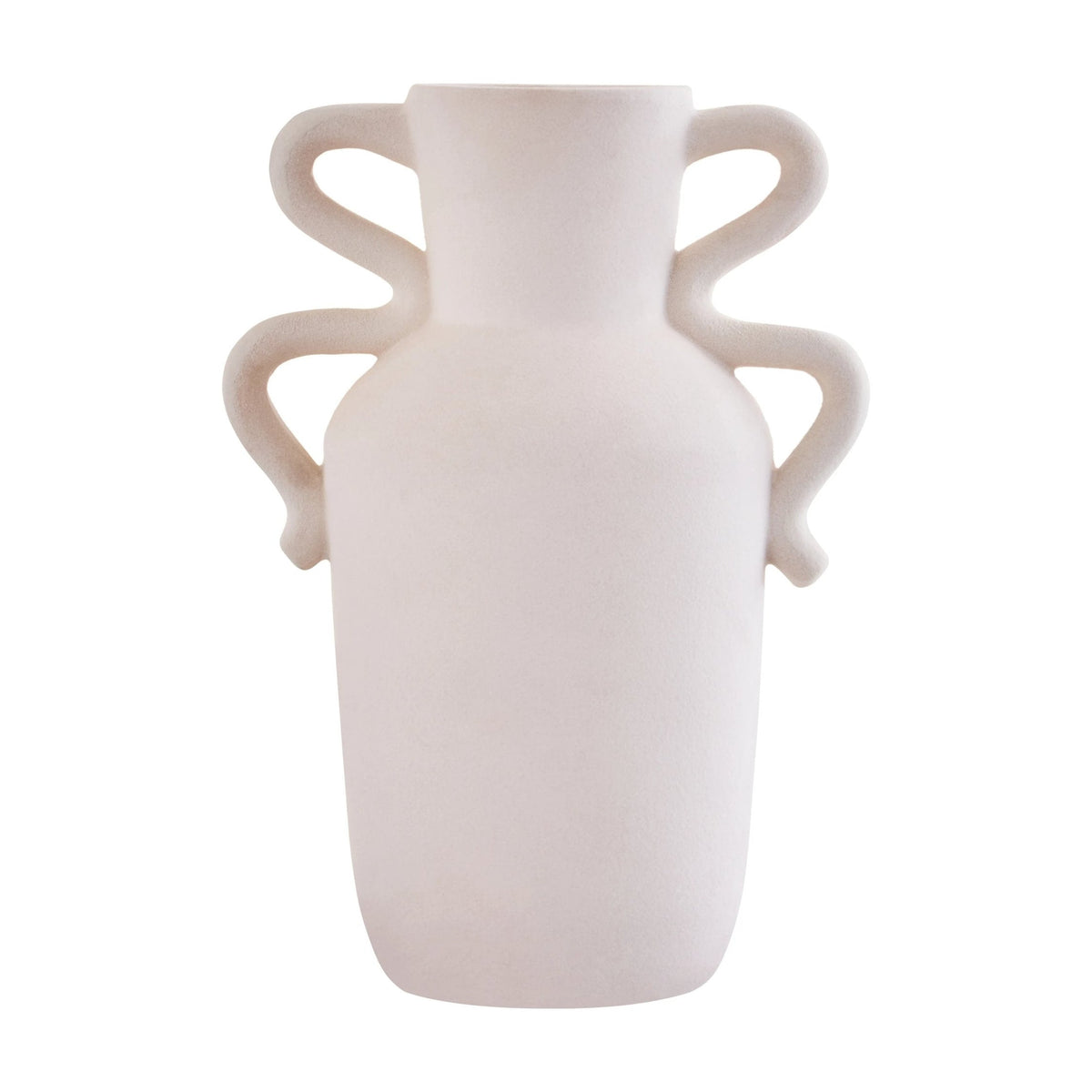 Petal Large White Stoneware Abstract Handle Vase
