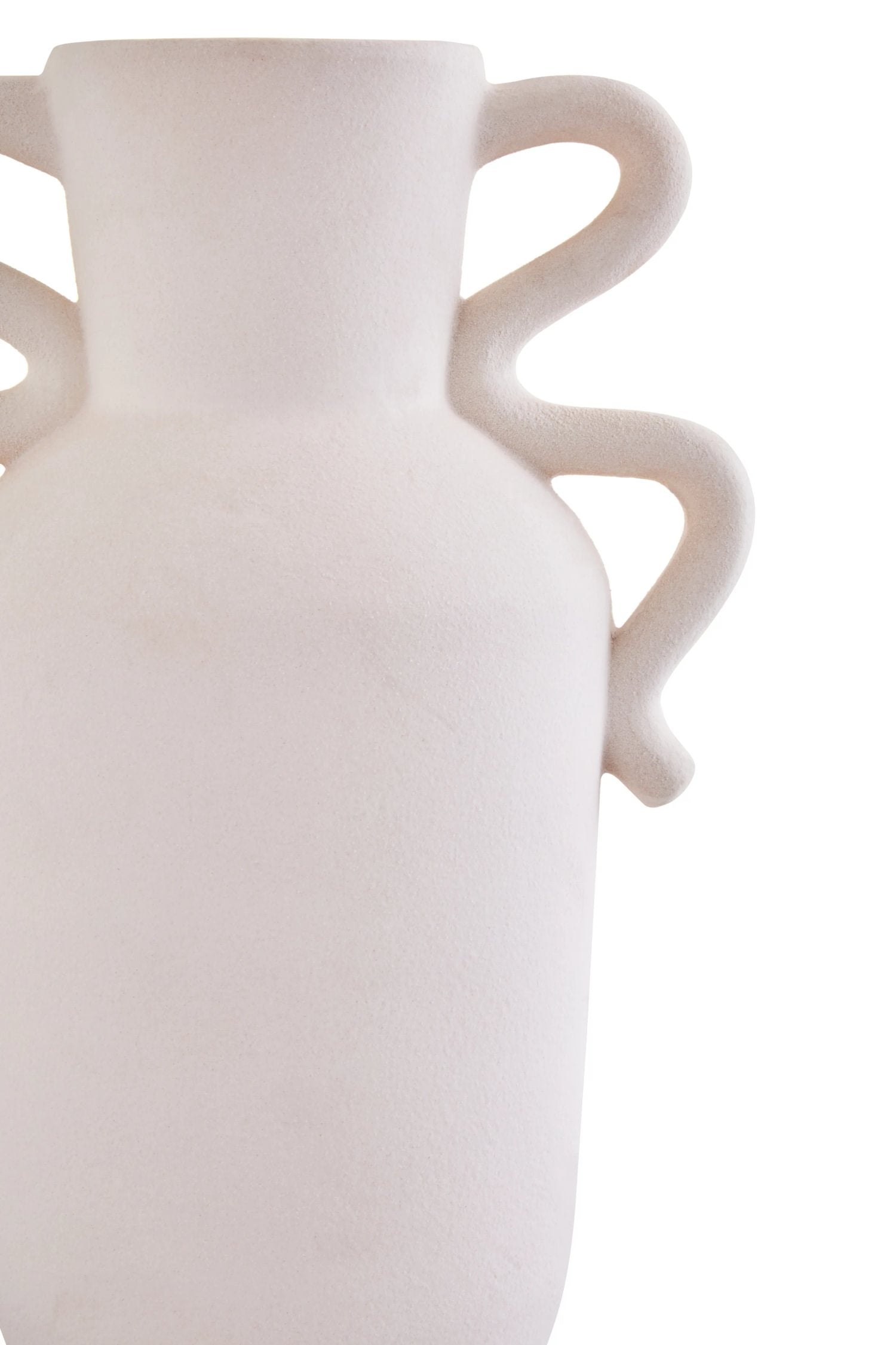 Petal Large White Stoneware Abstract Handle Vase