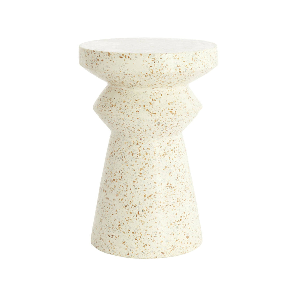 Sella Cream Terrazzo Geometric Round Side Table