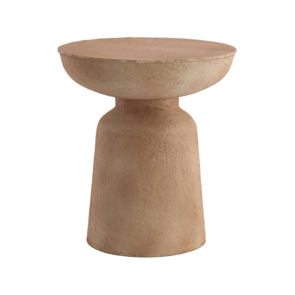 Benissa Beige Papier Mâché Round Side Table