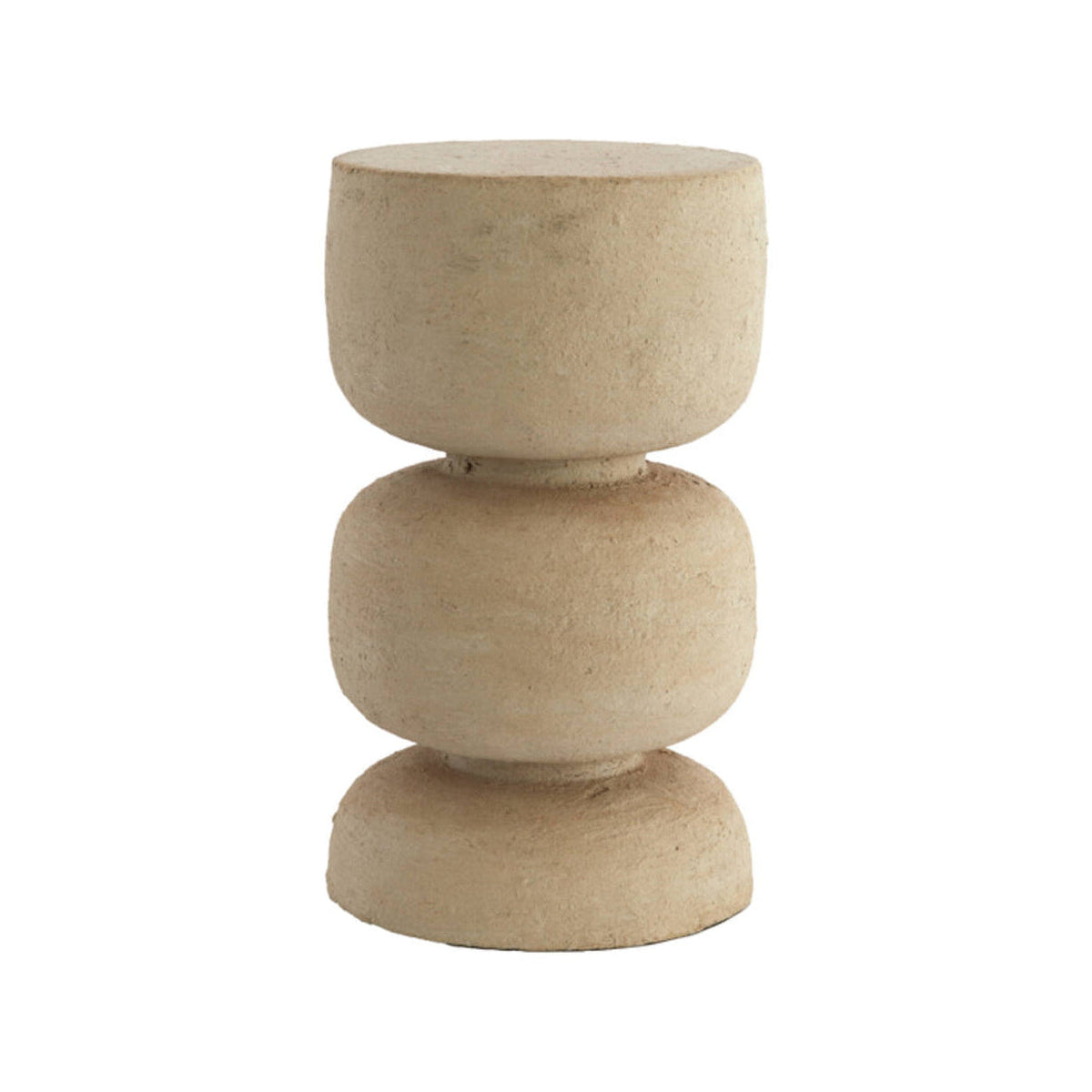 Jalon Beige Papier Mâché Round Side Table