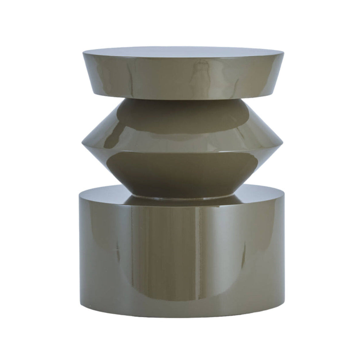 Dhoti Gloss Taupe Geometric Round Side Table