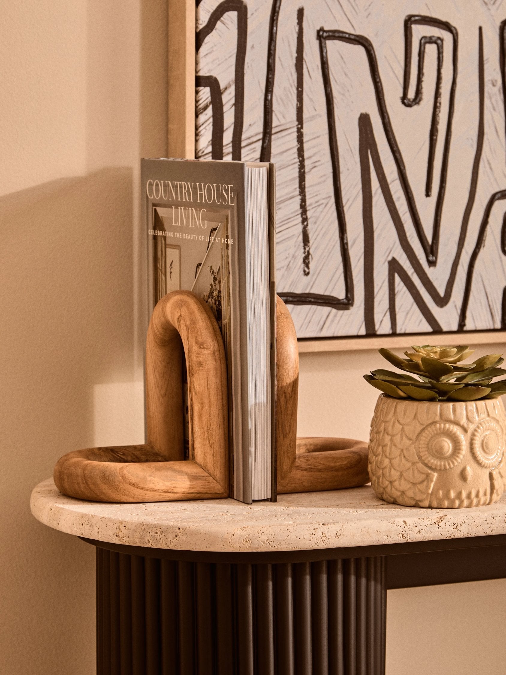 Set of 2 Woodland Natural Oak Wood Bookends