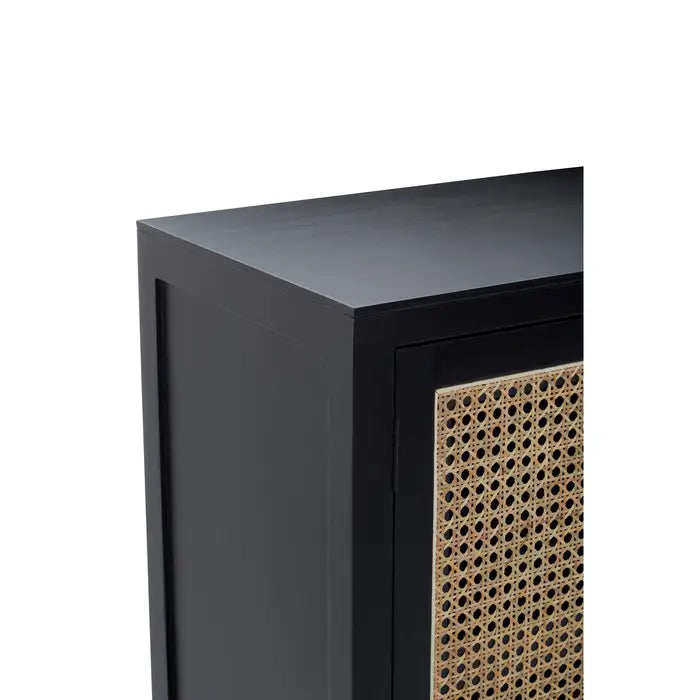 Fargo Black Wood & Natural Rattan Sideboard
