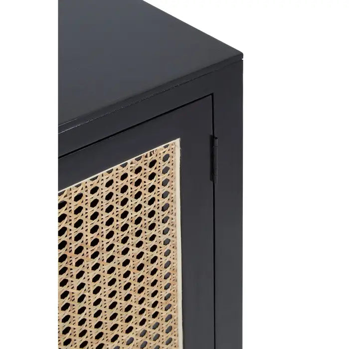 Fargo Black Wood & Natural Rattan Sideboard
