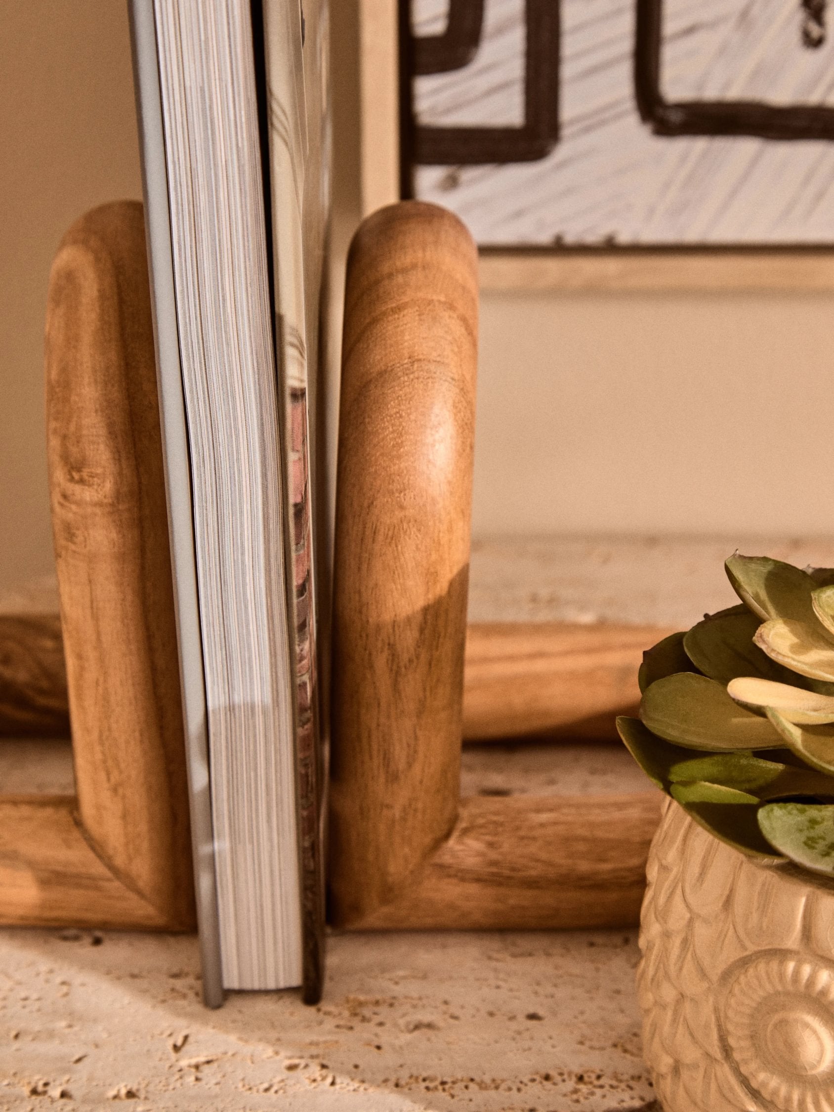 Set of 2 Woodland Natural Oak Wood Bookends