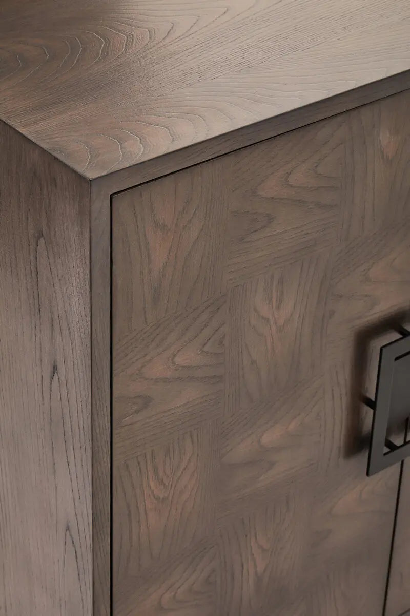 Jetta Checkered Antique Grey Elm Wood Sideboard