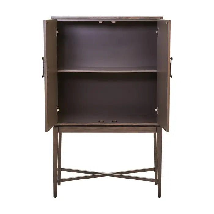 Jetta Checkered Antique Grey Elm Wood Cabinet