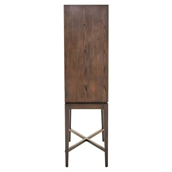 Jetta Checkered Antique Grey Elm Wood Cabinet