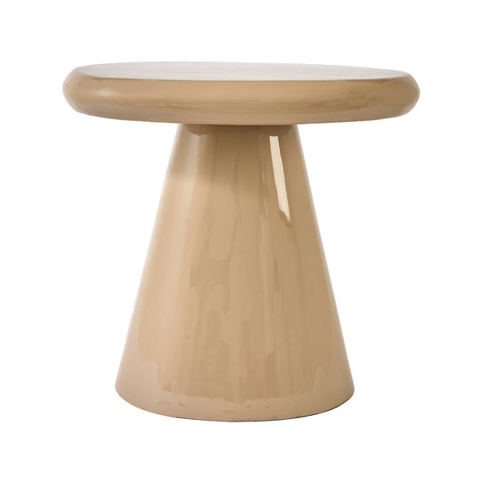 Tarino Gloss Beige Metal Oval Side Table