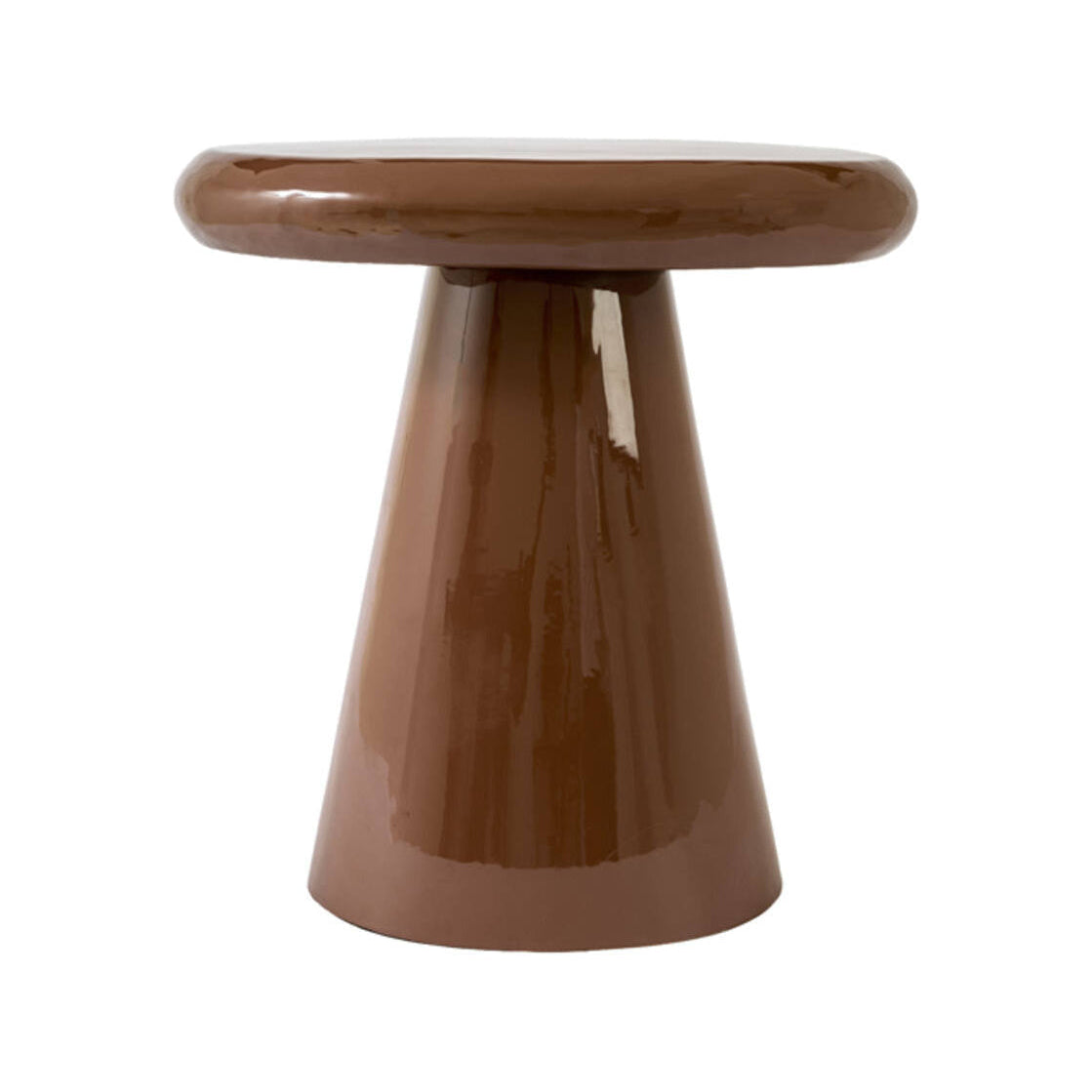 Tarino Gloss Chocolate Brown Metal Oval Side Table