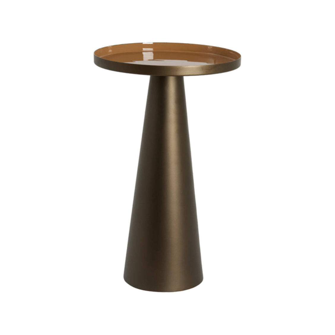 Jay Gloss Terracotta & Matt Brown Bronze Metal Round Side Table