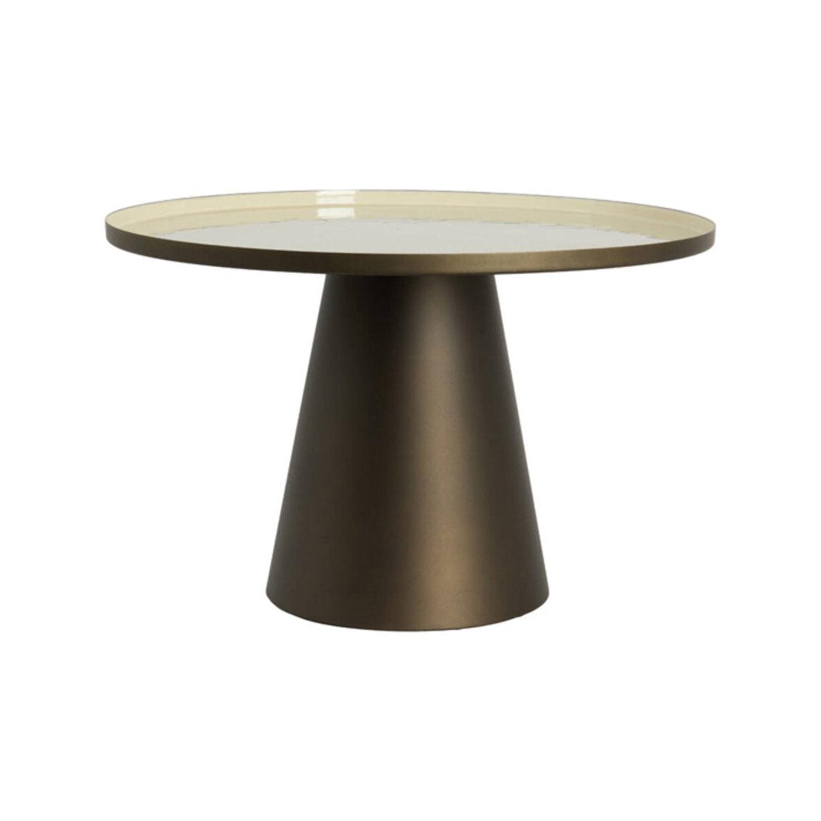 Jay Gloss Cream & Matt Brown Bronze Metal Round Side Table