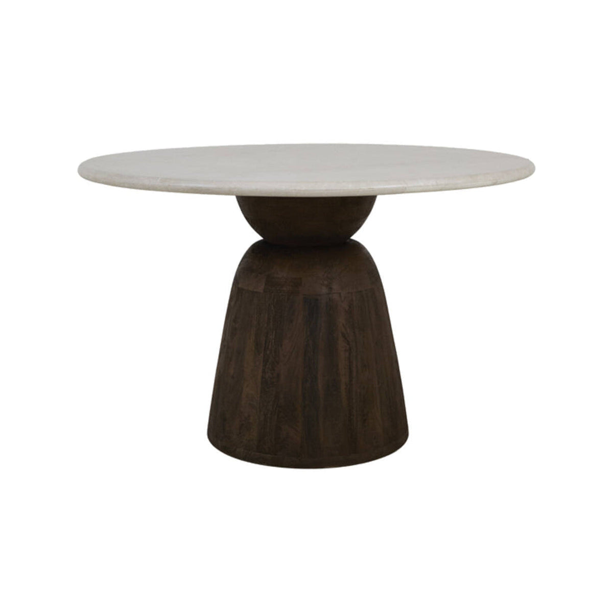 Soy Sand Marble & Chocolate Brown Mango Wood Round Dining Table 120cm
