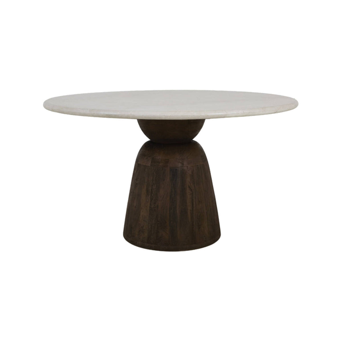 Soy Sand Marble & Chocolate Brown Mango Wood Round Dining Table 140cm