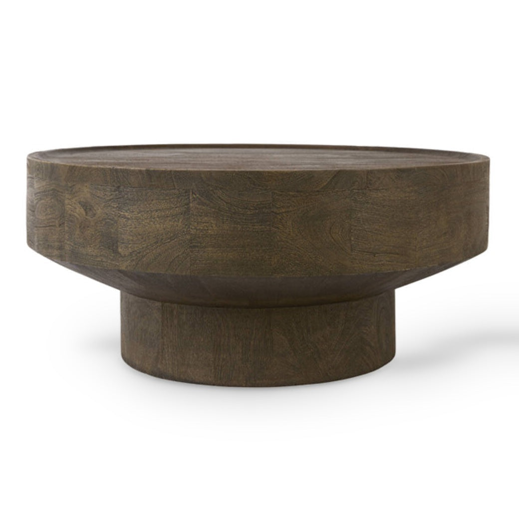 Welu Chocolate Brown Mango Wood Round Coffee Table 80cm