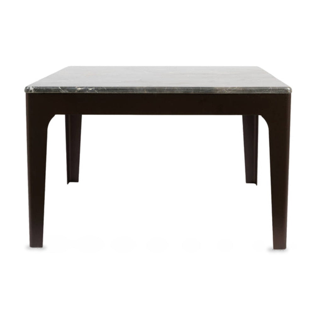 Lev Dark Brown Marble & Antique Bronze Square Side Table 38cm