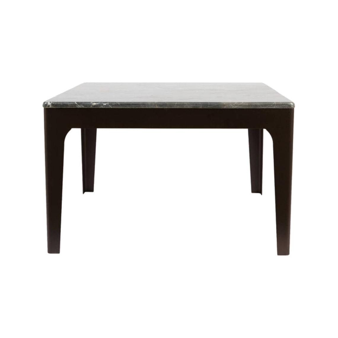 Lev Dark Brown Marble & Antique Bronze Square Side Table 38cm