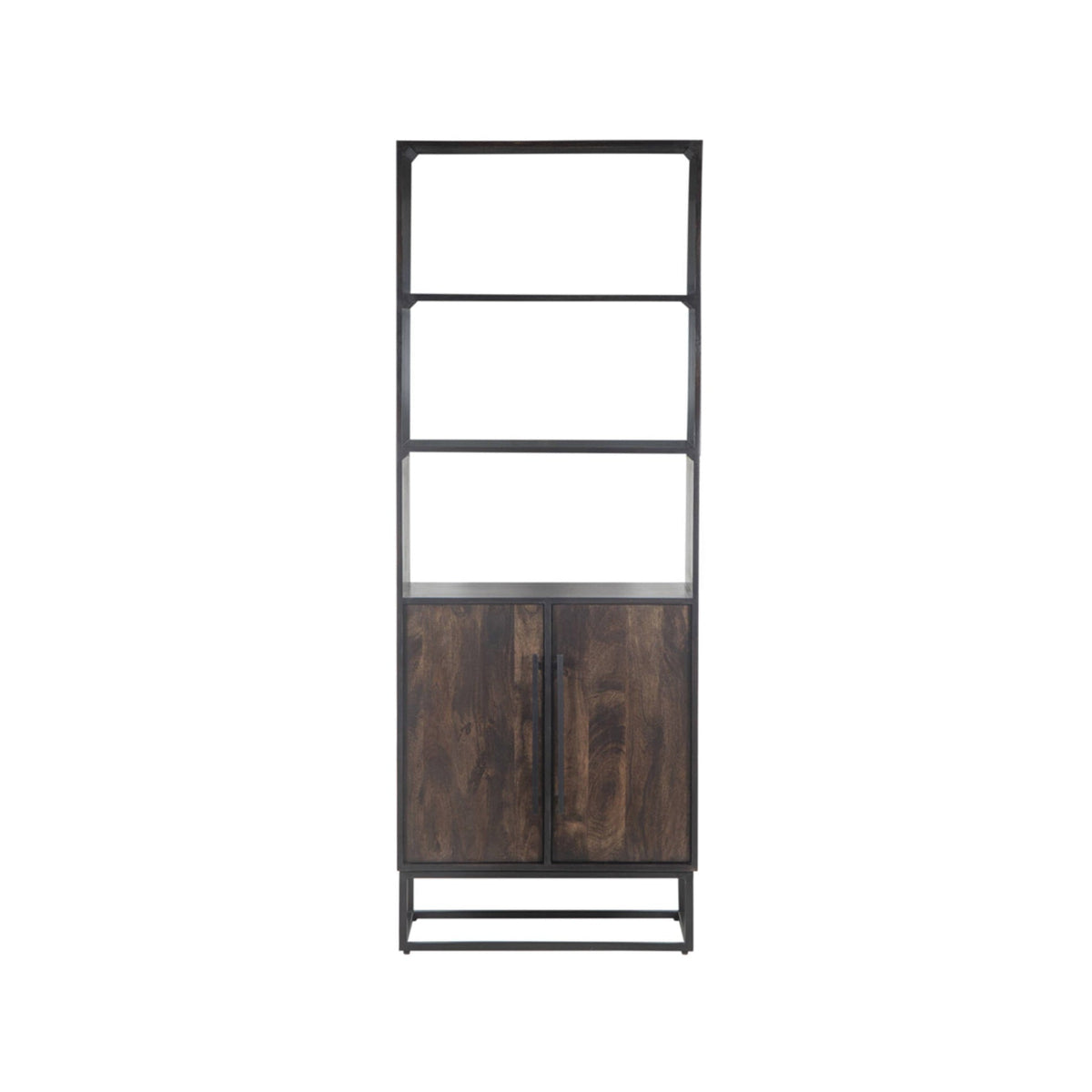Quyn Chocolate Brown Mango Wood & Black Display Unit 200cm
