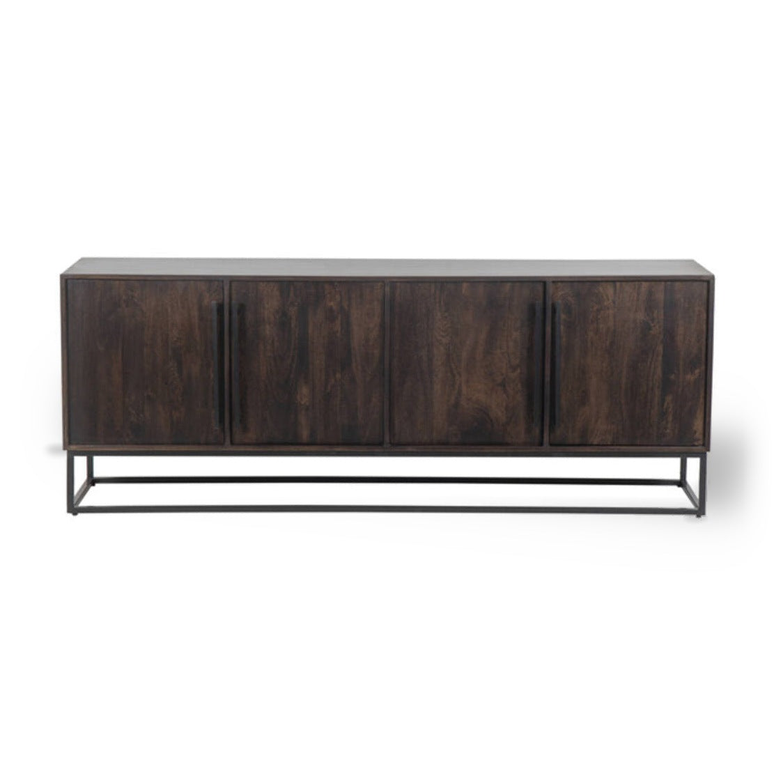 Quyn Chocolate Brown Mango Wood & Black Sideboard 75cm