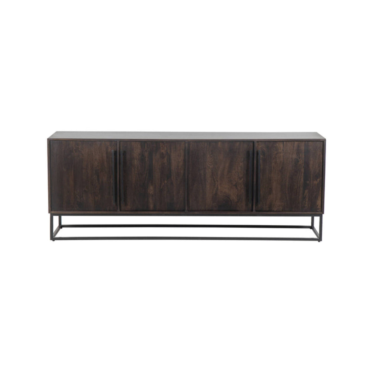 Quyn Chocolate Brown Mango Wood & Black Sideboard 75cm