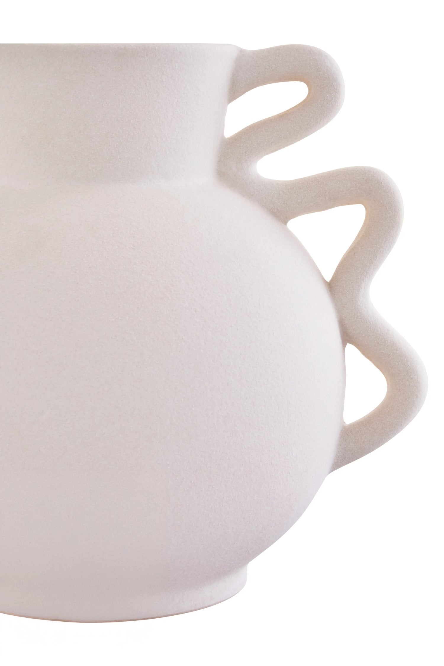 Petal Small White Stoneware Abstract Handle Vase