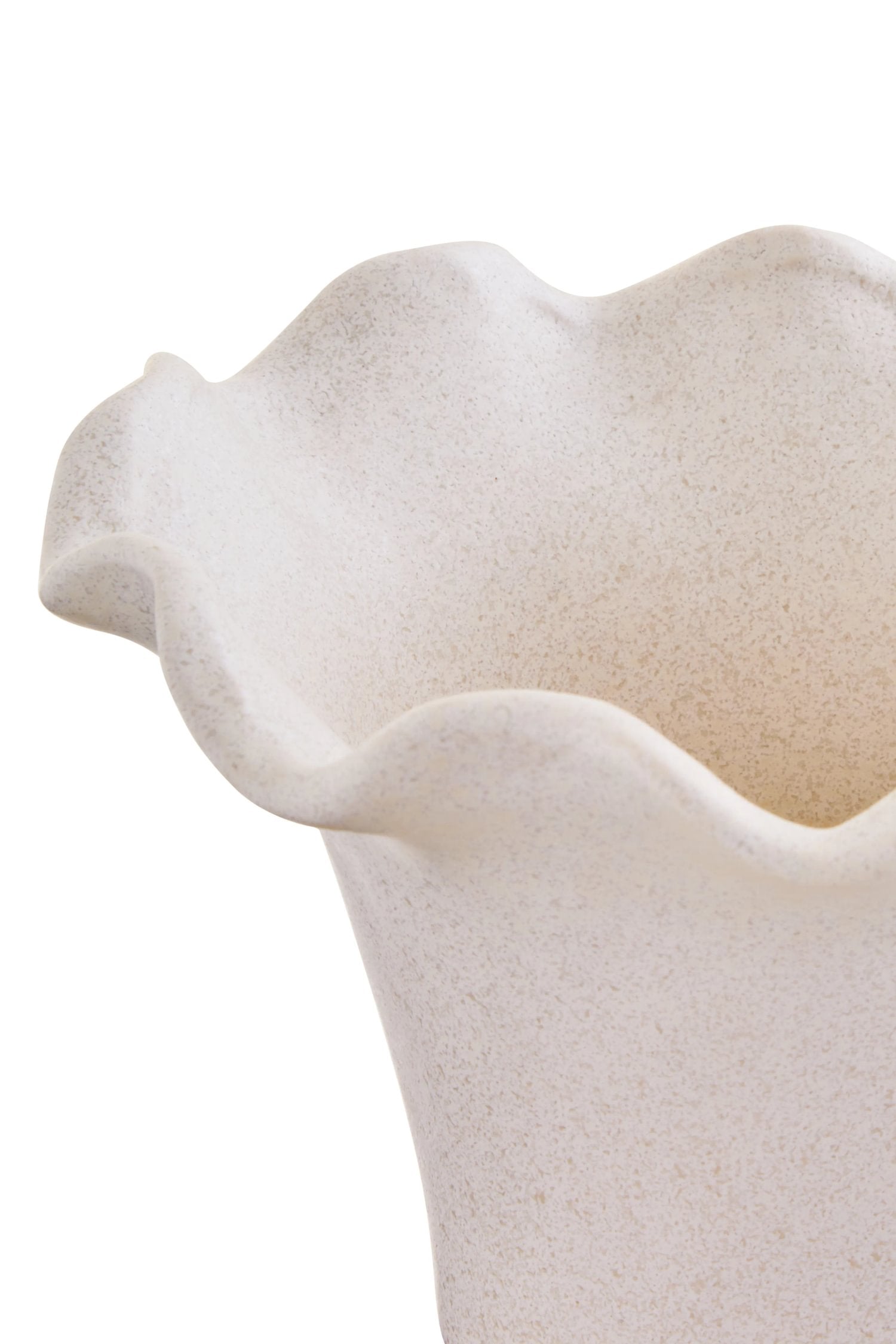 Petal Small Cream Scalloped Edge Stoneware Vase
