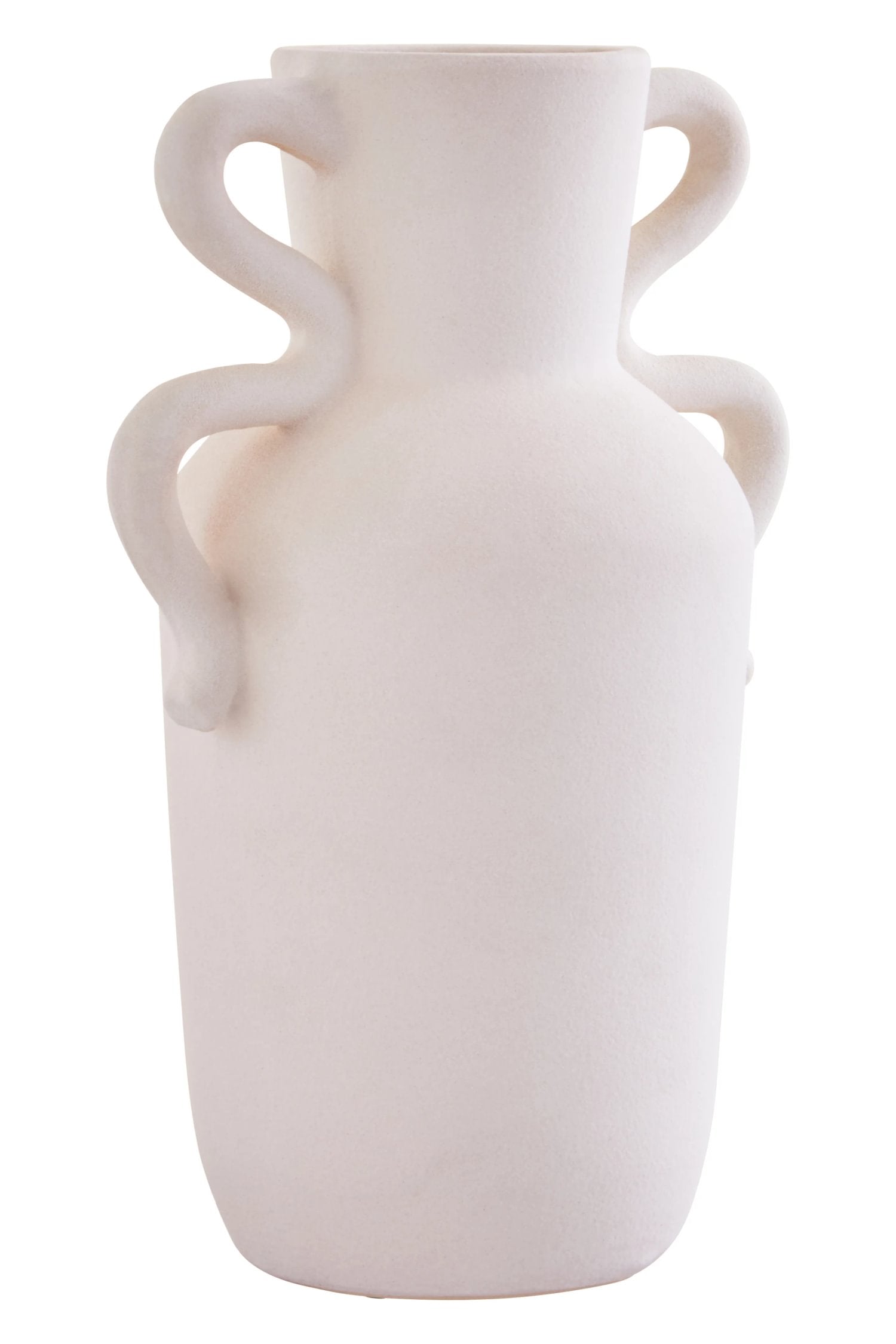 Petal Large White Stoneware Abstract Handle Vase