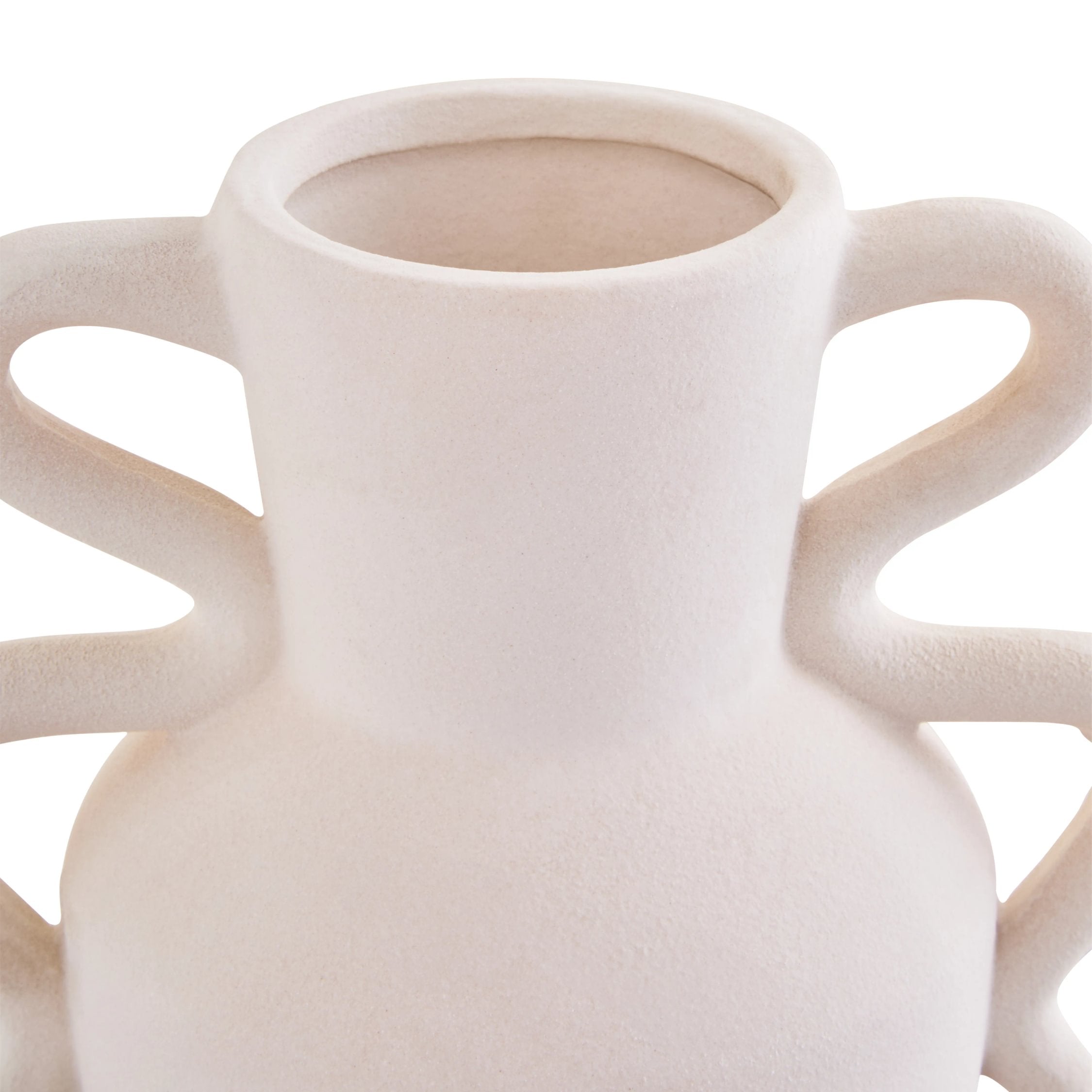 Petal Large White Stoneware Abstract Handle Vase