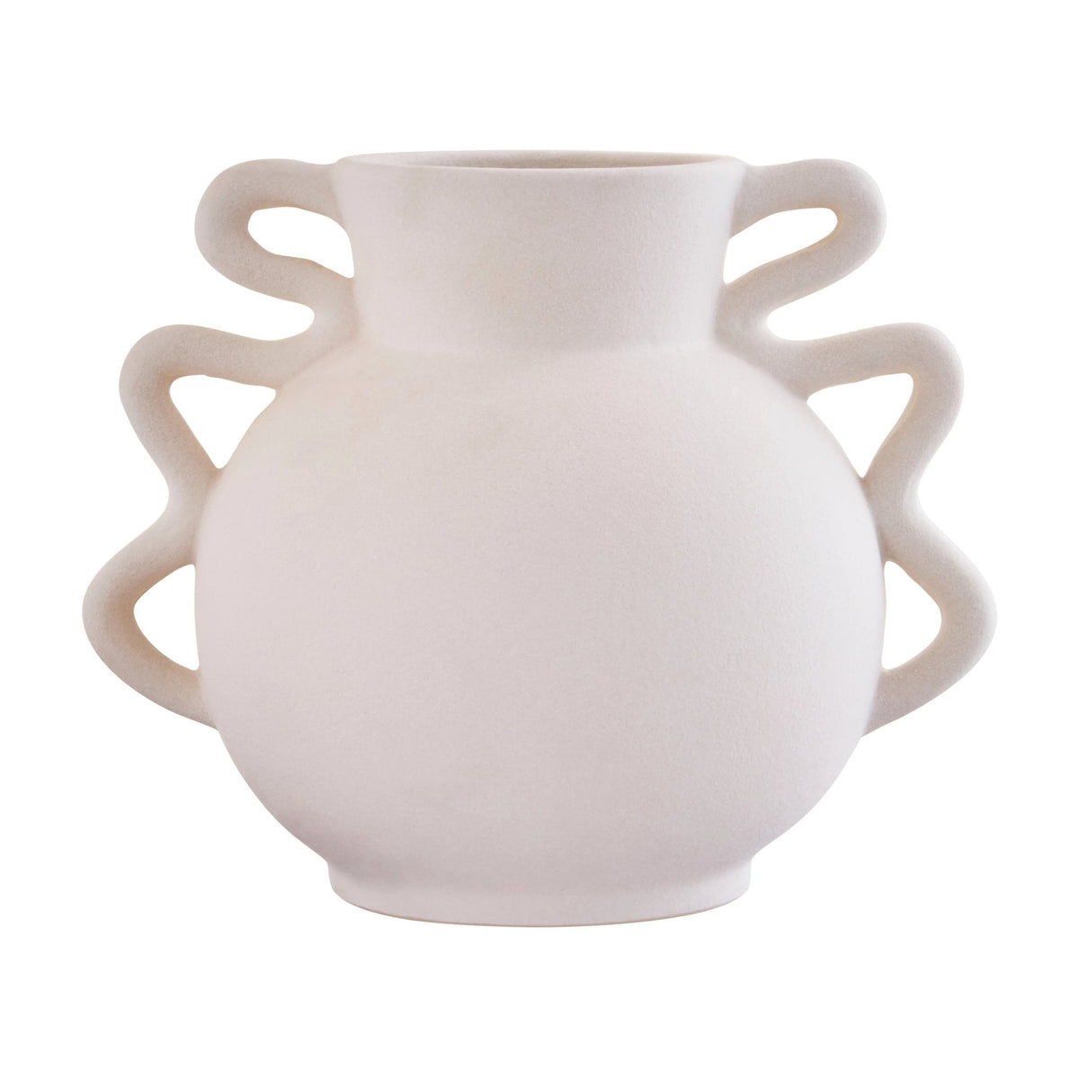 Petal Small White Stoneware Abstract Handle Vase
