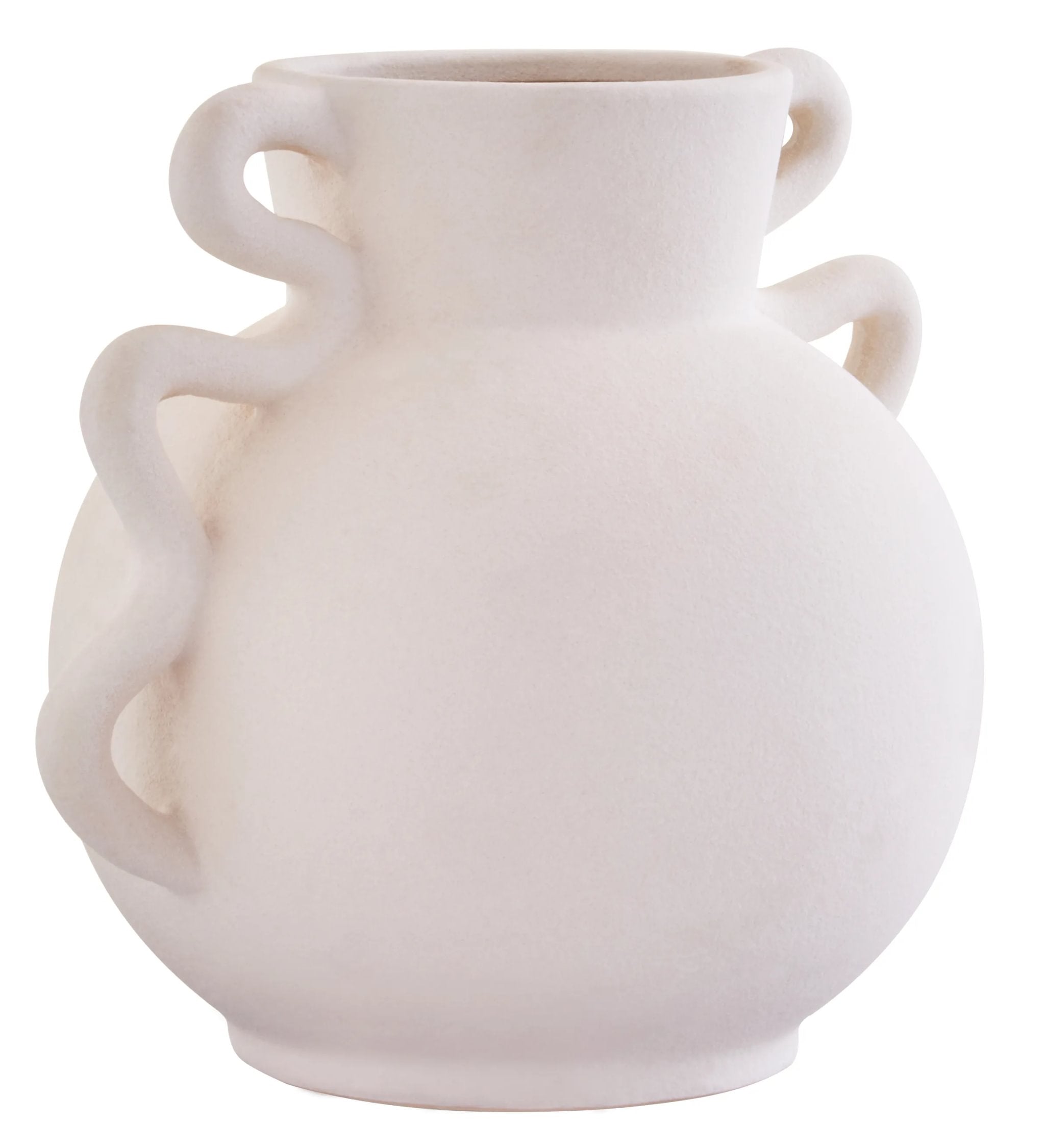 Petal Small White Stoneware Abstract Handle Vase
