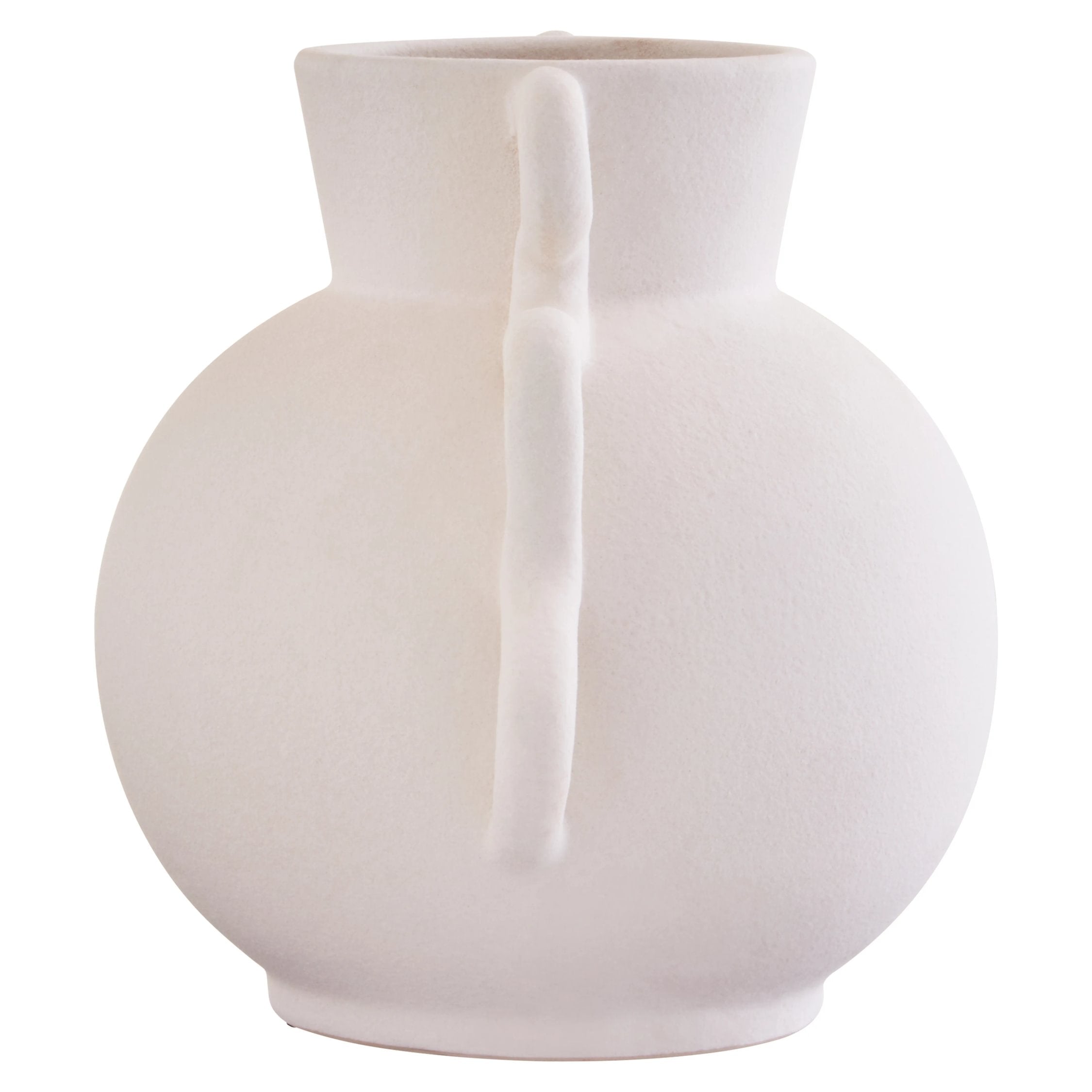 Petal Small White Stoneware Abstract Handle Vase