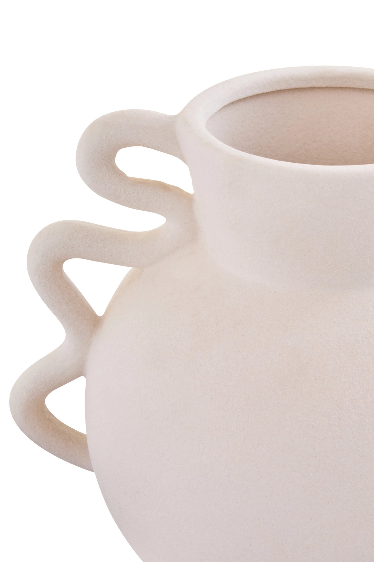 Petal Small White Stoneware Abstract Handle Vase