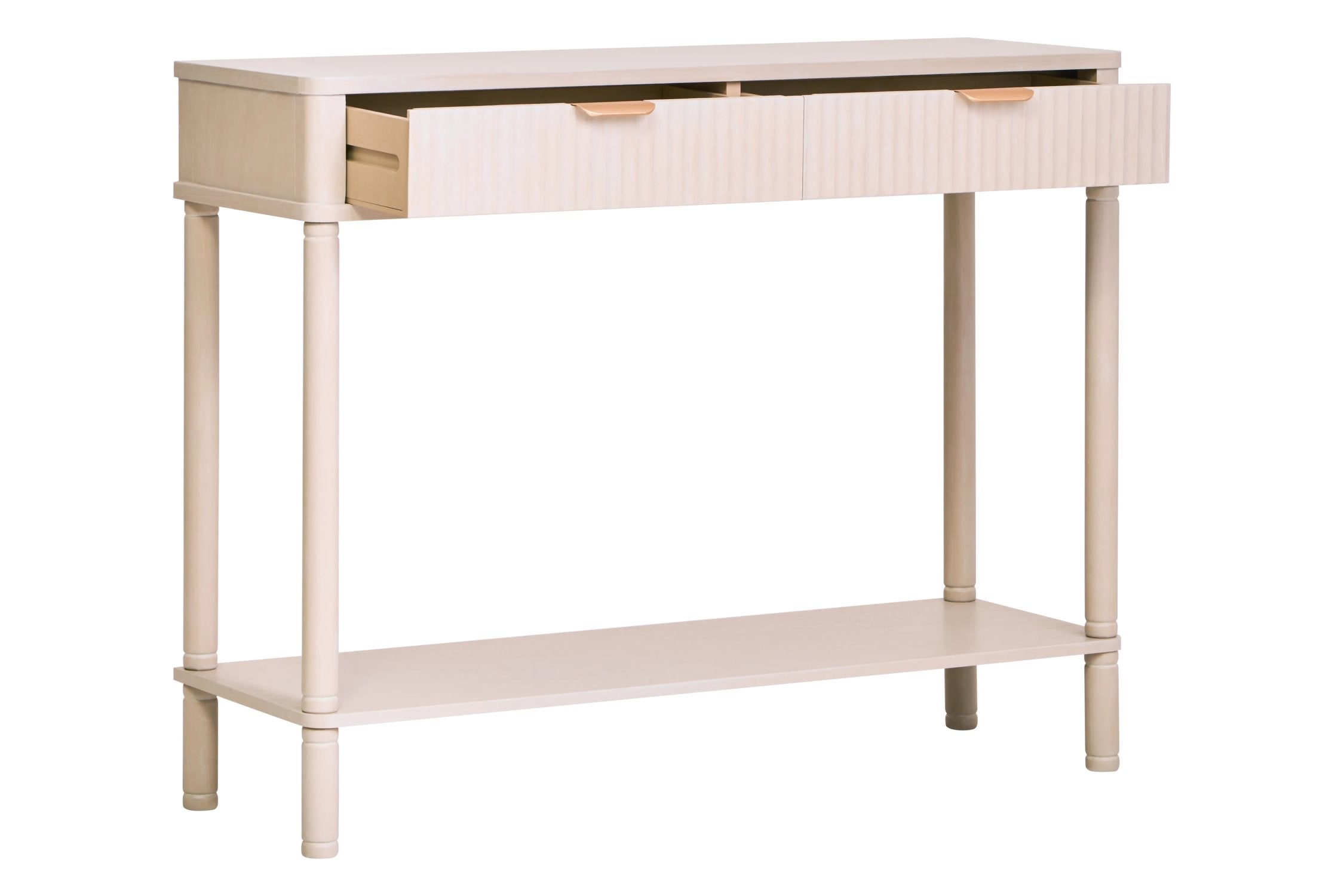 Chelsea Reeded Taupe Wood 2 Drawer Console Table