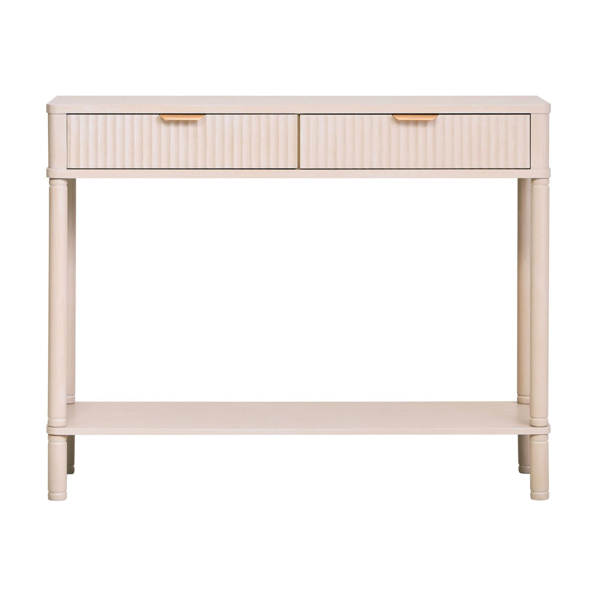 Chelsea Reeded Taupe Wood 2 Drawer Console Table