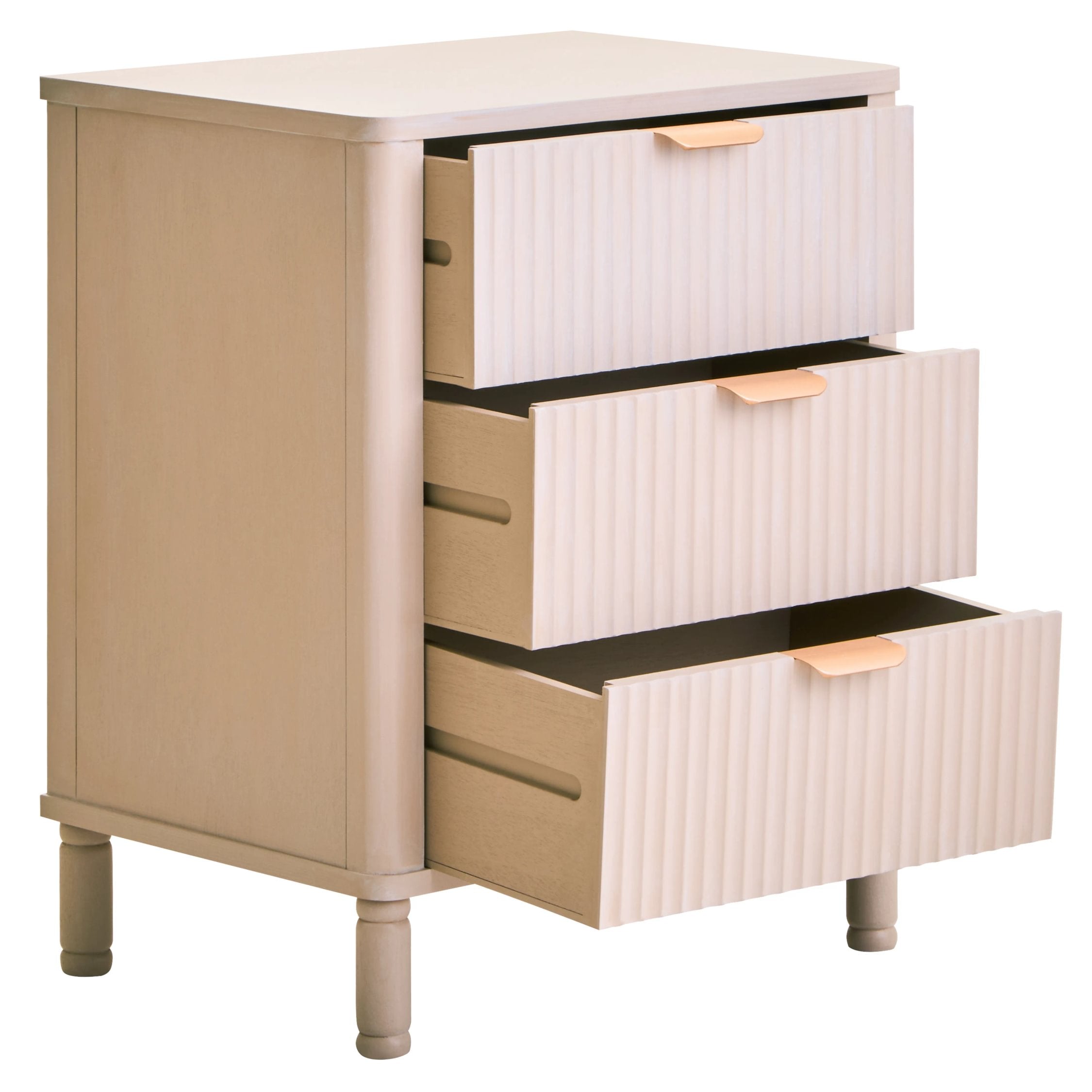 Chelsea Taupe Reeded Wood 3 Drawer Chest of Drawers