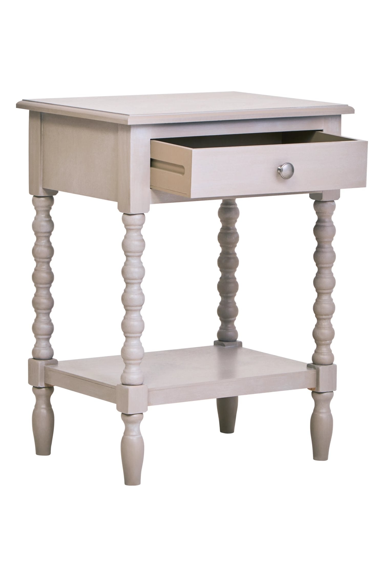 Chelsea Bobble Detail Grey Wood 1 Drawer Side Table