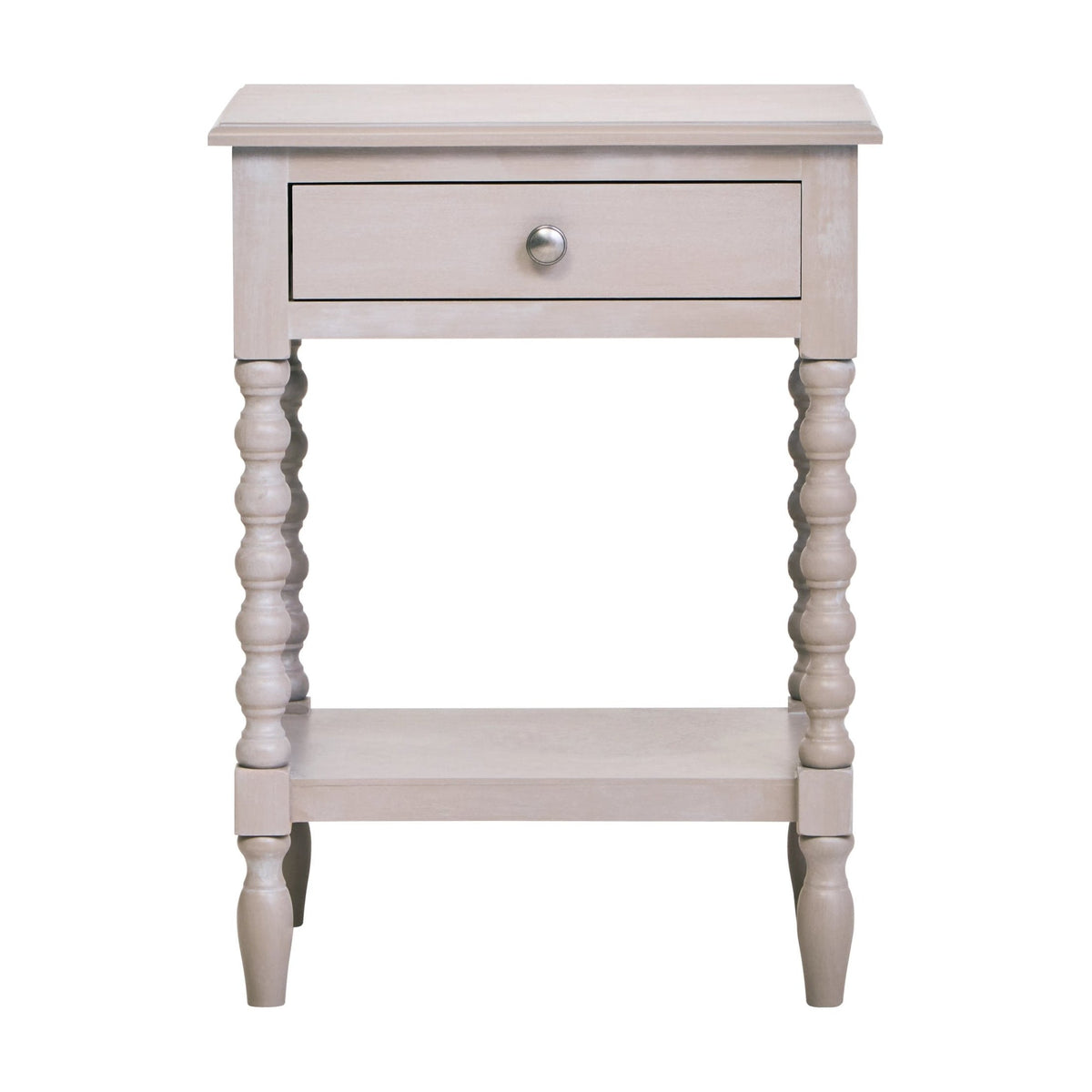 Chelsea Bobble Detail Grey Wood 1 Drawer Side Table