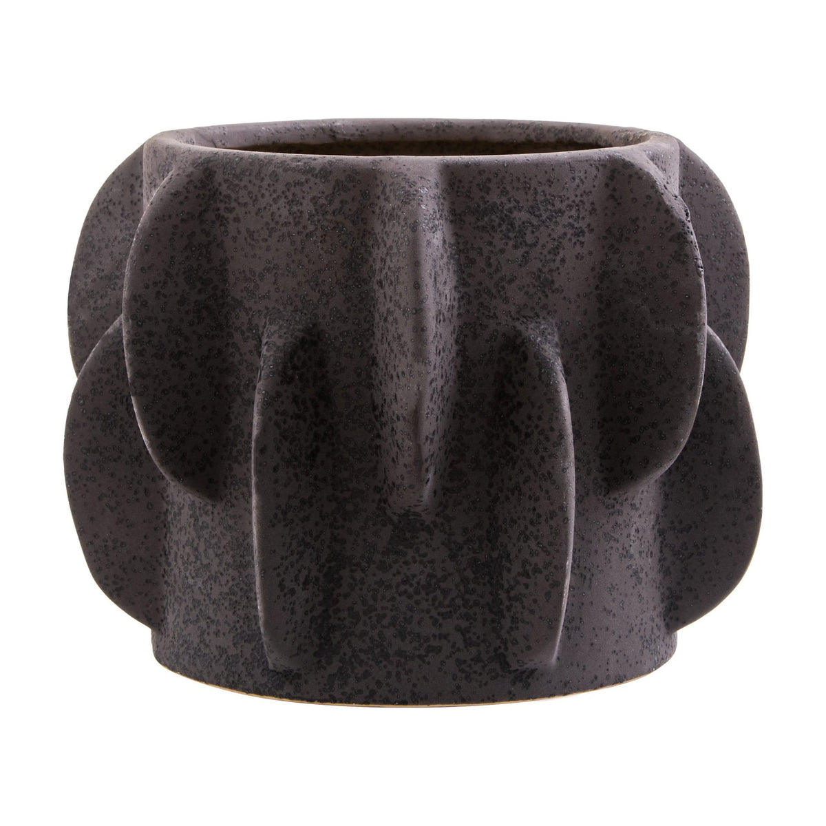 Dune Small Black Textured Stoneware Planter