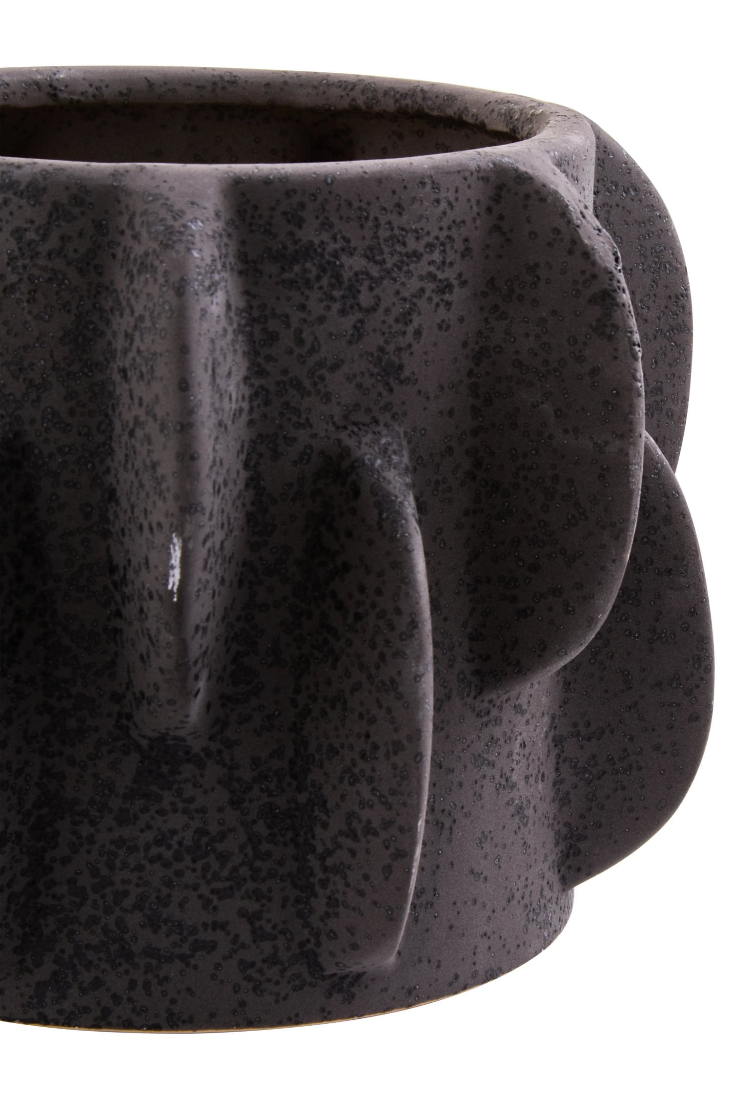 Dune Small Black Textured Stoneware Planter
