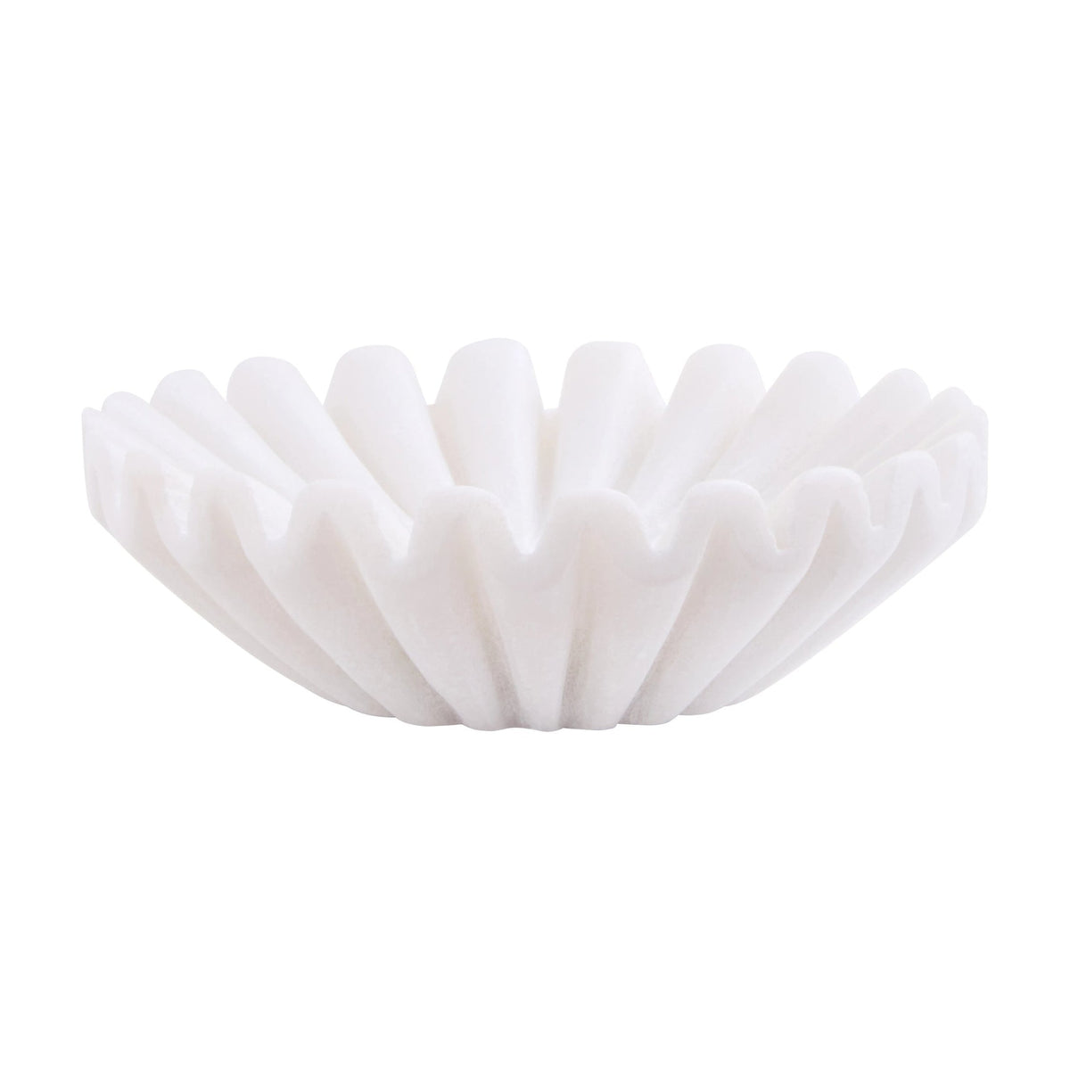 Florence White Marble Fluted Trinket Bowl