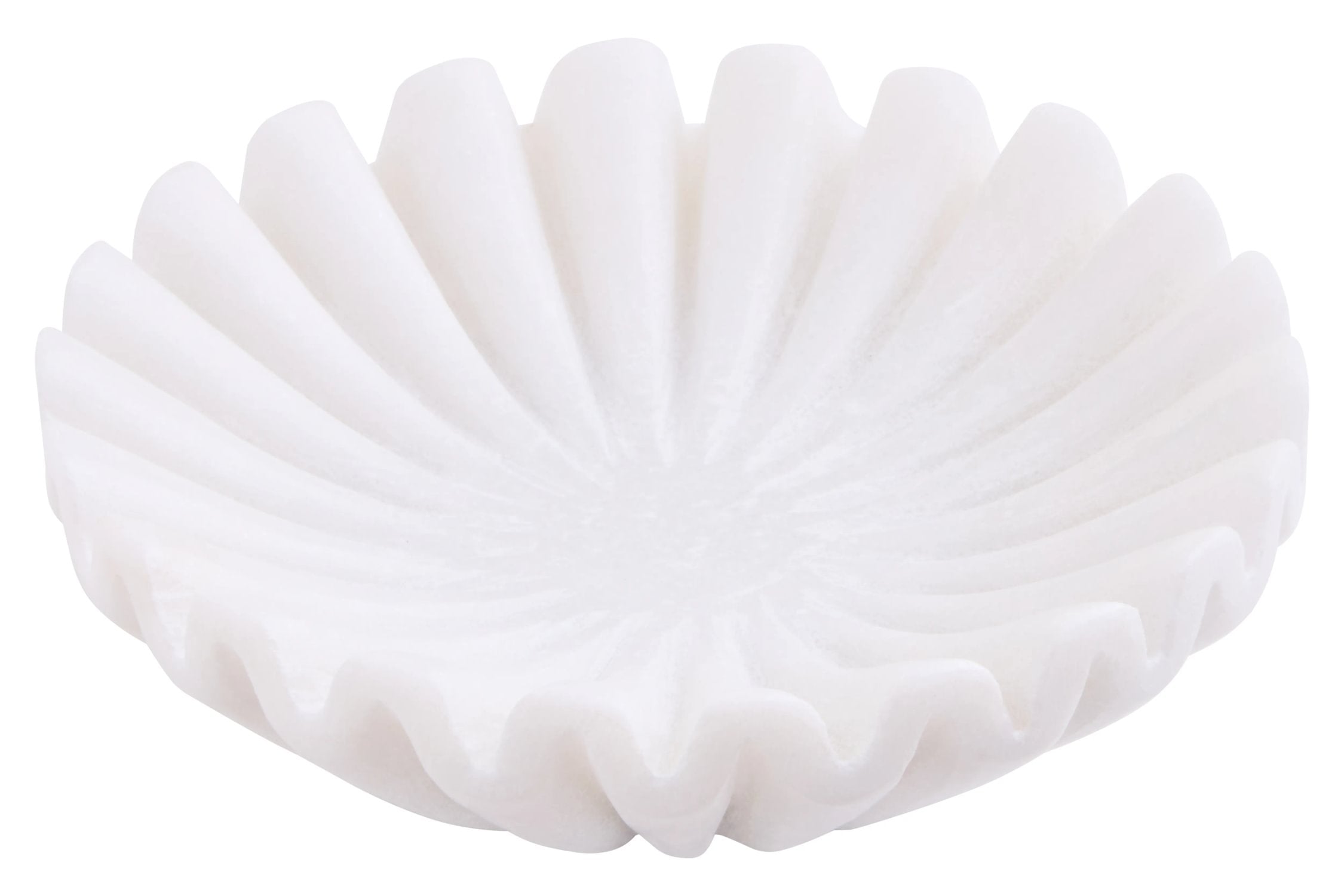 Florence White Marble Fluted Trinket Bowl