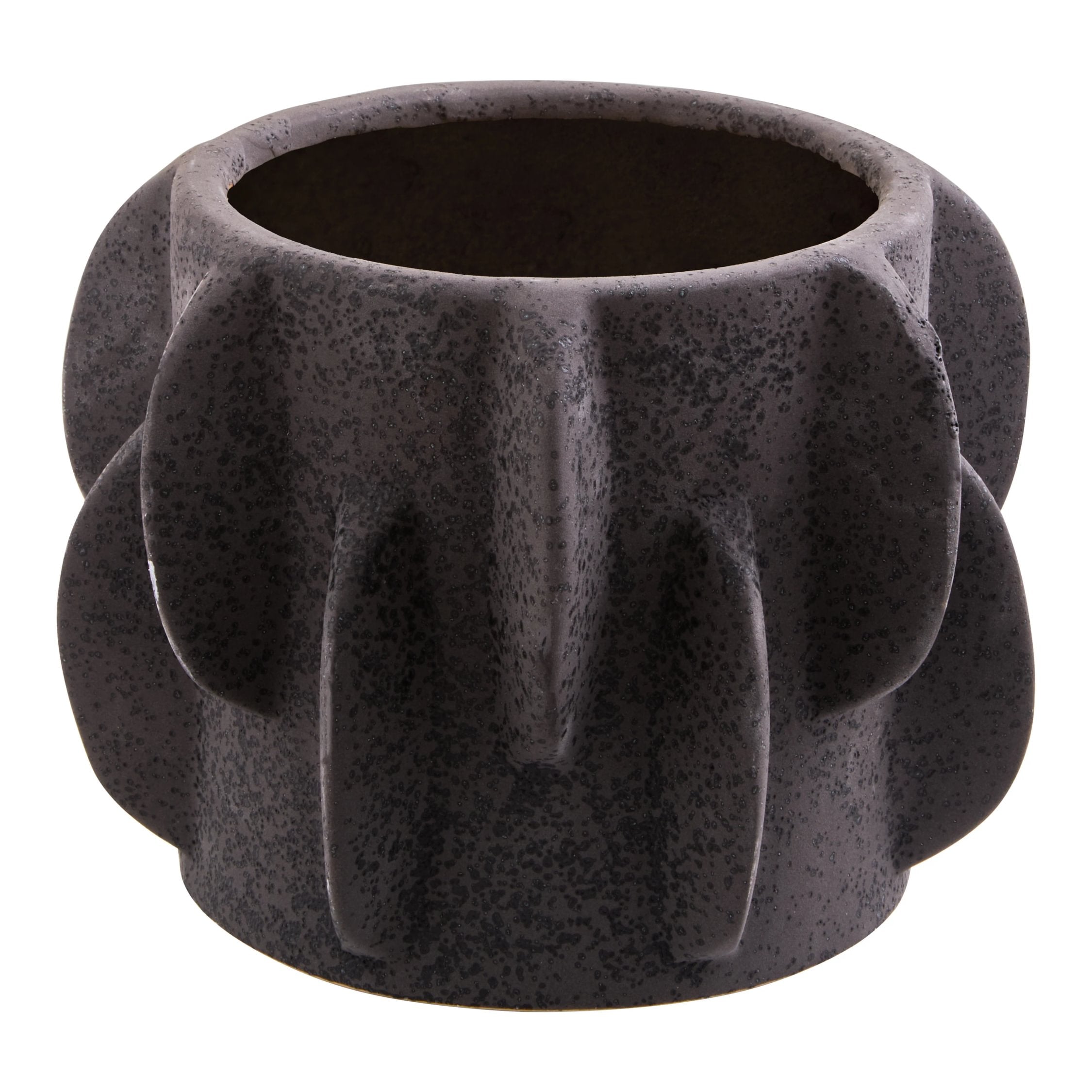 Dune Small Black Textured Stoneware Planter