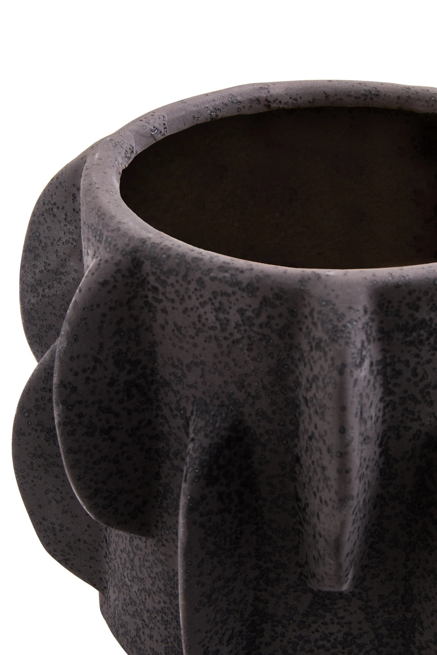 Dune Small Black Textured Stoneware Planter