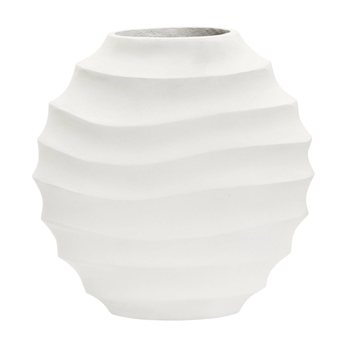 Ripple Small Ivory Finish Rippled Round Aluminium Vase
