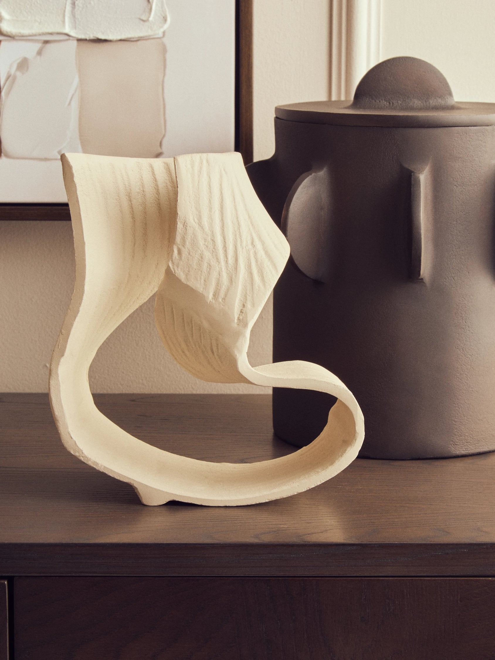Atelier Small Cream Aluminium Abstract Swirl Sculpture