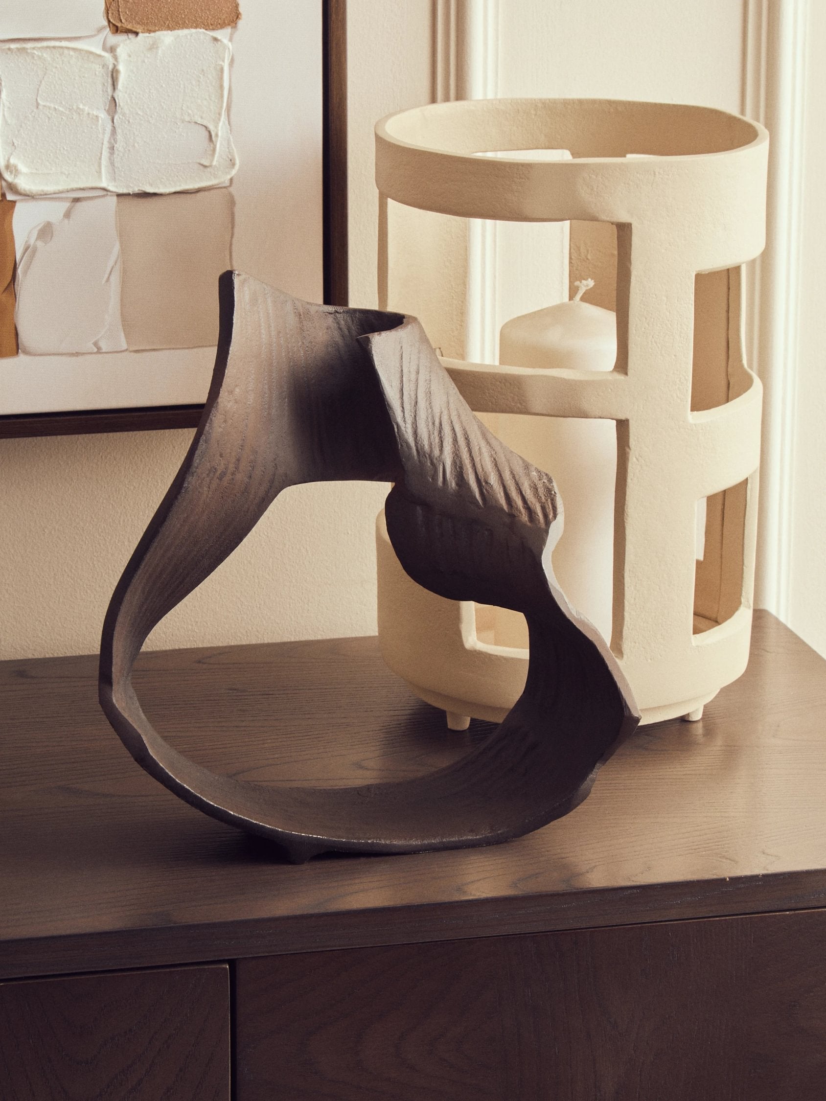 Atelier Large Brown Aluminium Abstract Swirl Sculpture