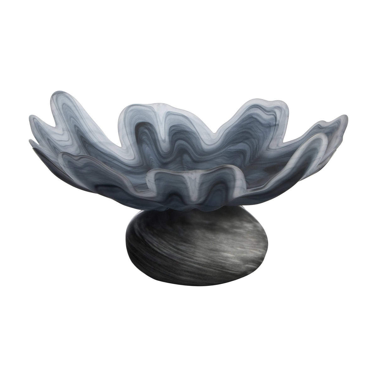 Flume Grey Fluted Glass Pedestal Bowl